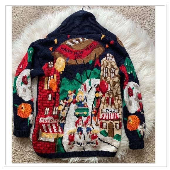 The Eagles Eye Alexandra Bartlett Vintage Knit Rosebowl Cardigan Sweater Blue S - Picture 5 of 8